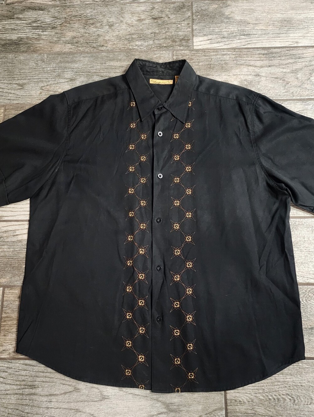Vintage Havanera Co Resort Wear Button Up Shirt W/ Geometric Pattern